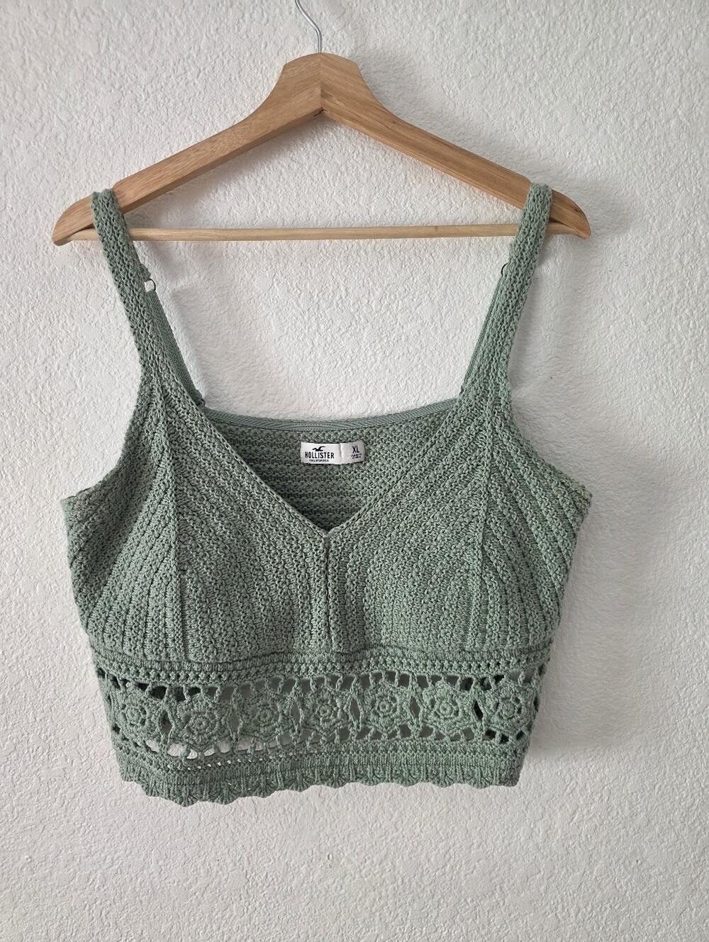 Hollister Sage Green Crochet Bralette Top - Picture 2 of 10
